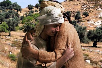 The prodigal son embraced by his father